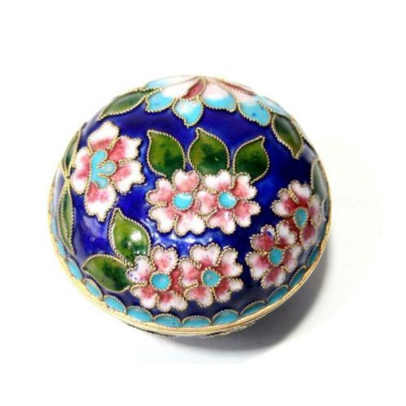 Prachtig Vintage Emaille Cloisonné Bloemen Dekseldoosje