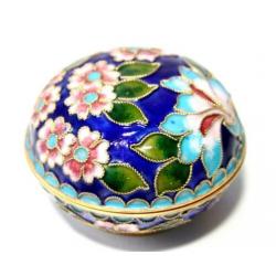 Prachtig Vintage Emaille Cloisonné Bloemen Dekseldoosje