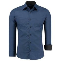 NIEUW Italiaans Heren Overhemd - Navy Blue M t/m 6XL