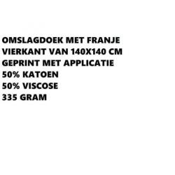 Omslagdoek met franje en applicatie - groen leger