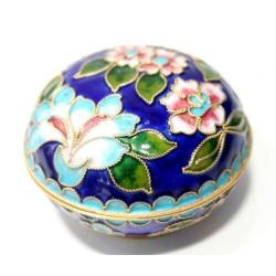 Prachtig Vintage Emaille Cloisonné Bloemen Dekseldoosje