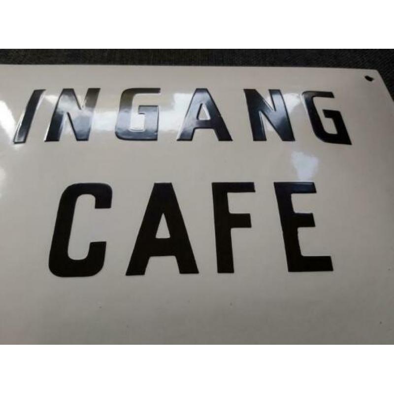 Ingang café emaille bord, 20×30 cm