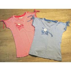 Persival streep shirtjes blauw roze mt 128