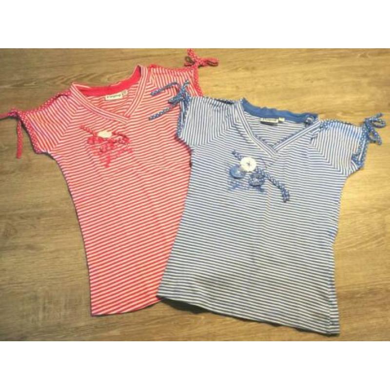 Persival streep shirtjes blauw roze mt 128