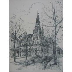 Kokie Molsbergen: Stadhuis van Franeker, litho