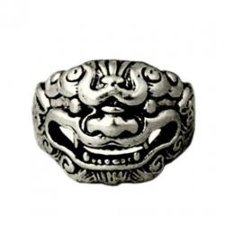 Zilveren Maya Totem Ring 999 verguld