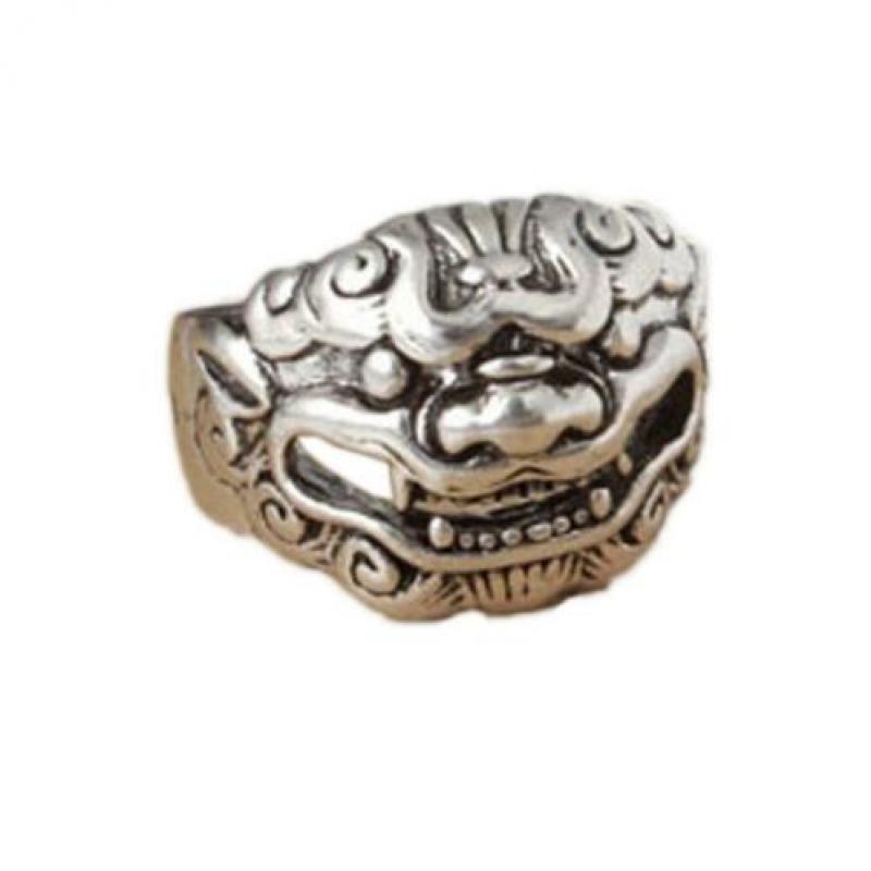 Zilveren Maya Totem Ring 999 verguld