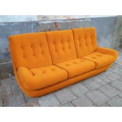 Retro Jaren '70 Oker Bank | Gele 3-Zits Vintage Sofa