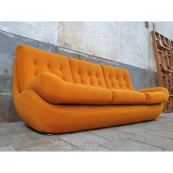 Retro Jaren '70 Oker Bank | Gele 3-Zits Vintage Sofa