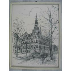 Kokie Molsbergen: Stadhuis van Franeker, litho