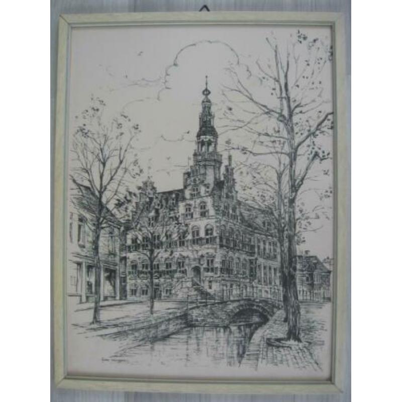 Kokie Molsbergen: Stadhuis van Franeker, litho