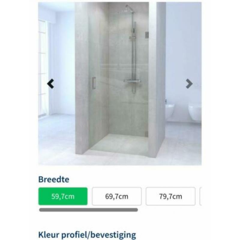 Nieuwe glazen badkamer deur