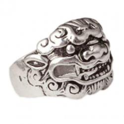 Zilveren Maya Totem Ring 999 verguld