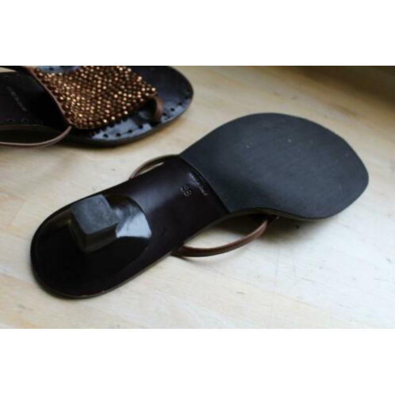 JIL SANDER slippers maat 39 bruin leer