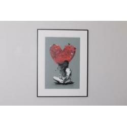 Gicleeprint Heart in grijs van Alessio B