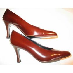 Pollini cognac kleur leren pumps Italy maat 40 nieuwstaat