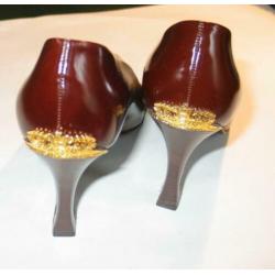 Pollini cognac kleur leren pumps Italy maat 40 nieuwstaat