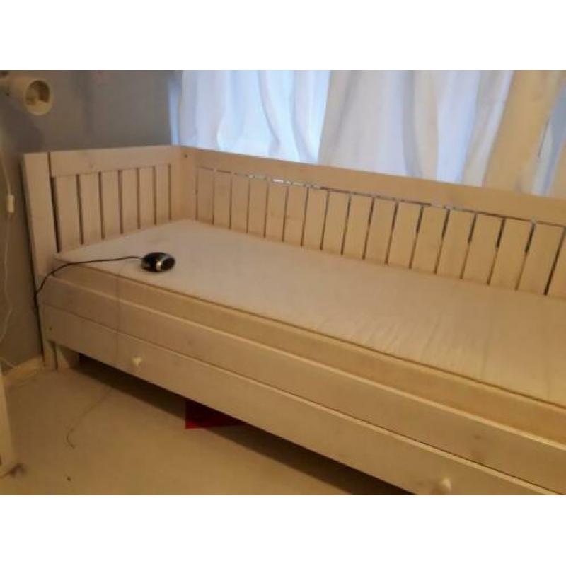 Uitschuif bed ikea 90x200 white wash hout