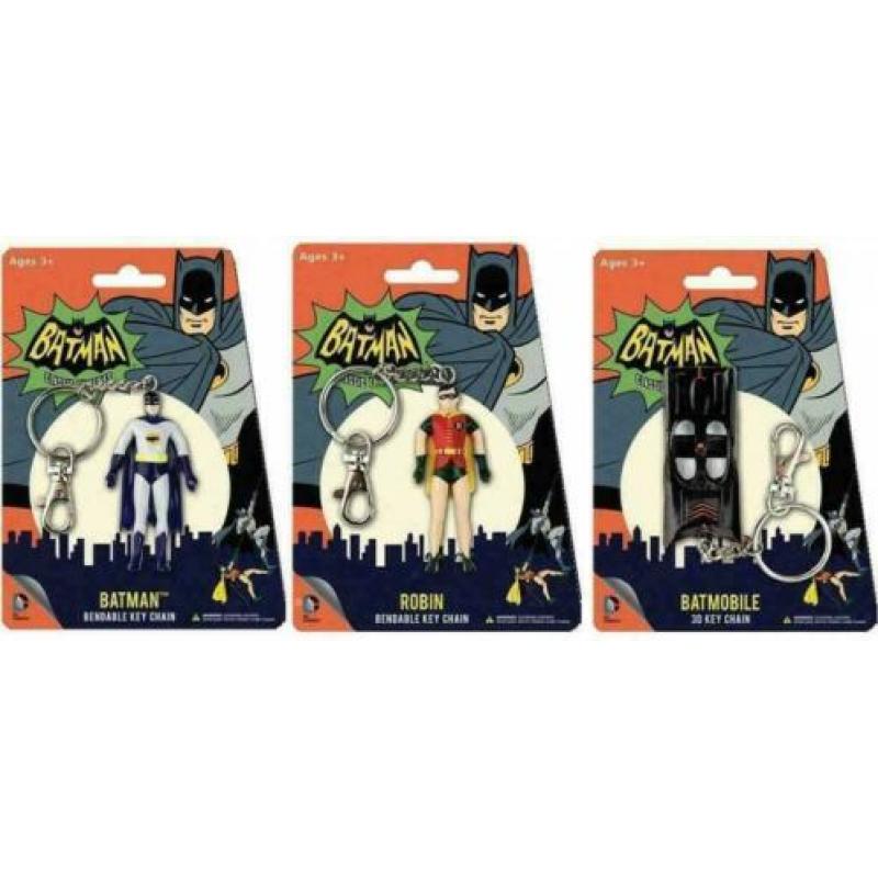 Batman Classic 1966 TV Bendable Figure Keychain Set (3)