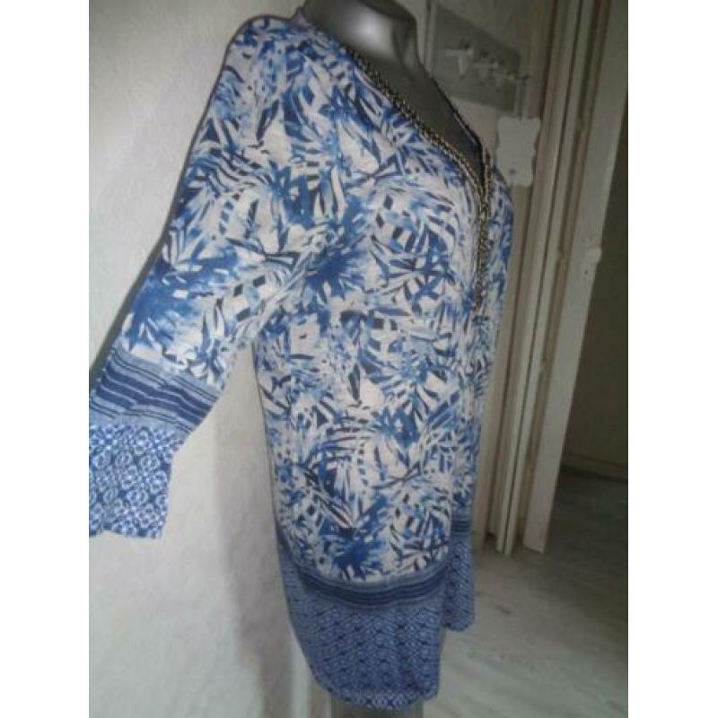 mooi blauw wit tuniek stretch M