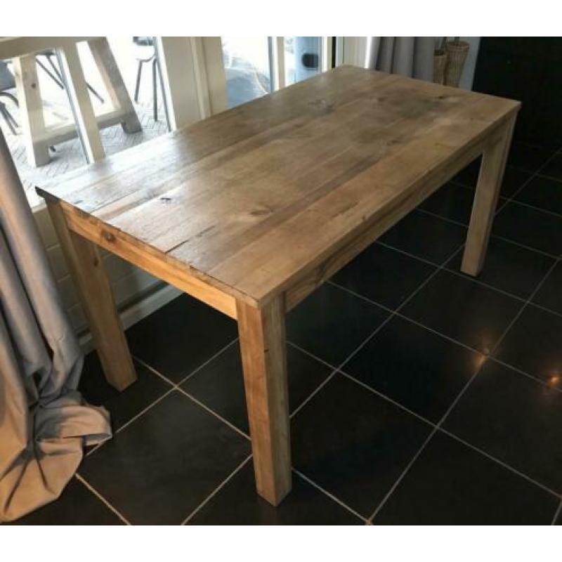 Teakhout eettafel bureau 145 x 85 gezandstraald teak