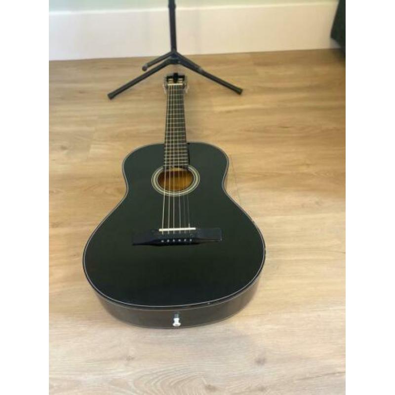 Gitaar, zwart met standaard