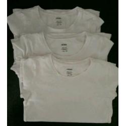 3 witte longsleeve basis shirts (maat 122/128)