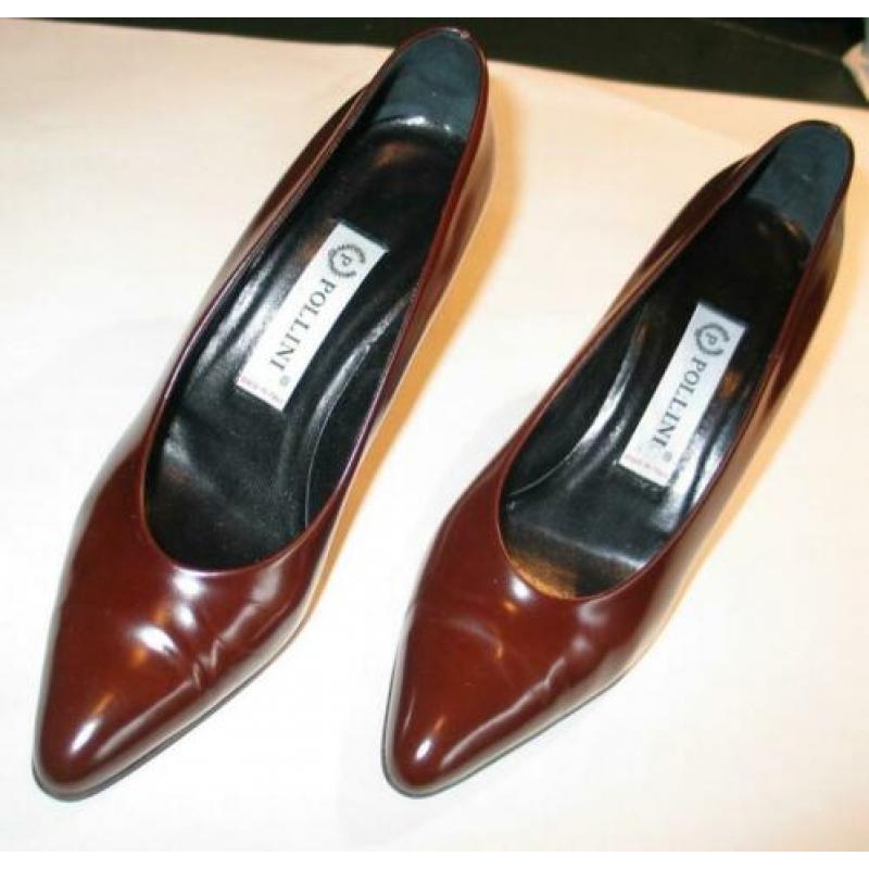 Pollini cognac kleur leren pumps Italy maat 40 nieuwstaat