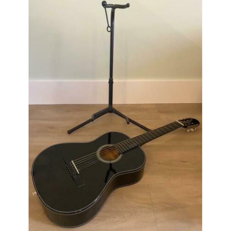 Gitaar, zwart met standaard