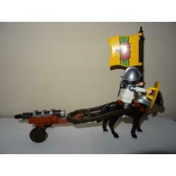 Playmobil kasteel, ridder te paard met transport kanon