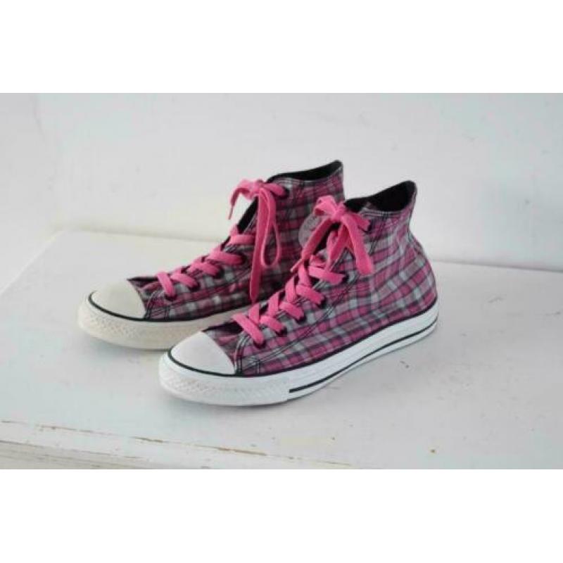 Converse All Stars 37 geruit roze grijs