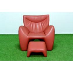 ??In NIEUW! Leolux Echnaton leren fauteuil +hocker + bank