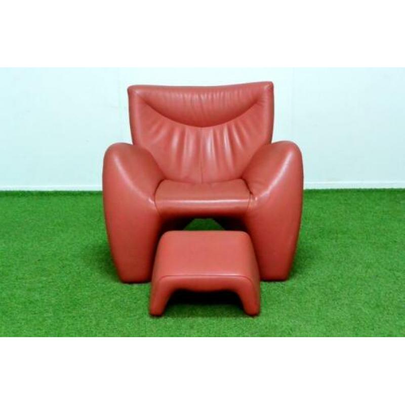 ??In NIEUW! Leolux Echnaton leren fauteuil +hocker + bank