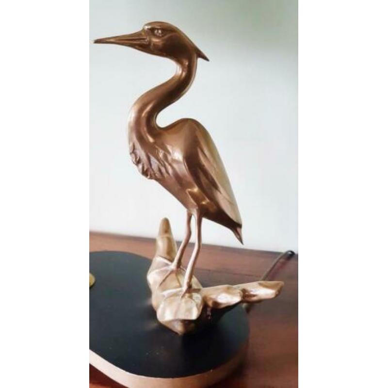 Heron, brass Crane Bird Table Lamp, tafellamp