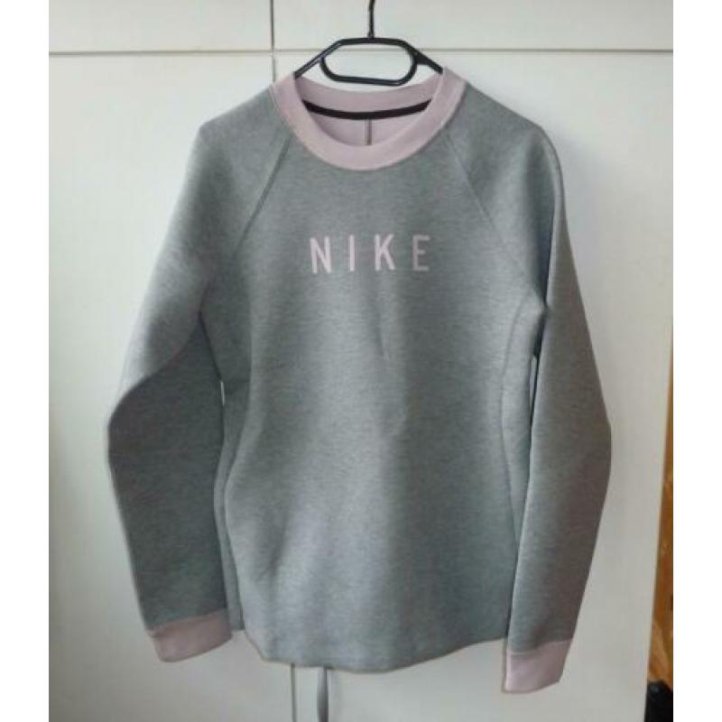 Grijs met roze Nike (hardloop) sweater, mt.S/36, als nieuw!