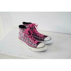 Converse All Stars 37 geruit roze grijs