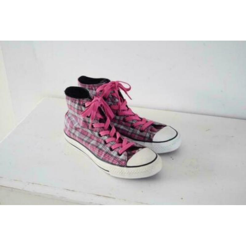 Converse All Stars 37 geruit roze grijs