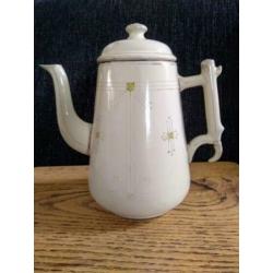 Art Deco emaille koffiekan koffiepot schaatshandvat