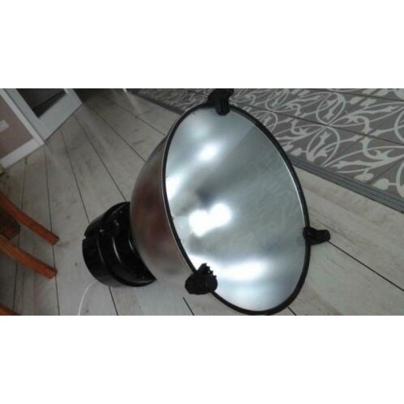 Grote industriele hanglamp 50 x 55 zilver zwart