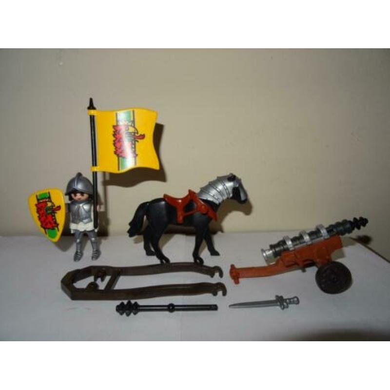 Playmobil kasteel, ridder te paard met transport kanon