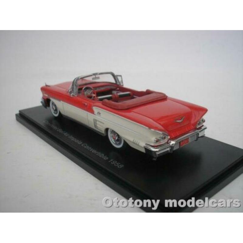 Chevrolet Belair Impala Cabriolet 1958 Rood / Wit 1/43 Neo