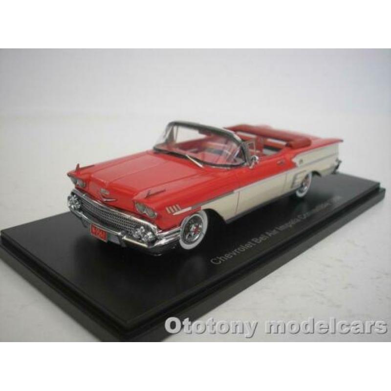 Chevrolet Belair Impala Cabriolet 1958 Rood / Wit 1/43 Neo