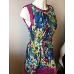 Sportmax code maxmara jurk roze bloemen katoen zijde 38