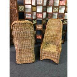 Verbouwingsuitverkoop Vintage rotan XL veranda stoelen