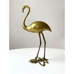 Vintage grote messing flamingo vogel Hollywood Regency beeld