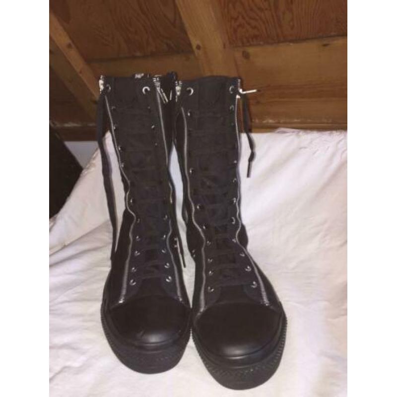 DEMONIA GOTHIC zwarte hoge linnen schoenen mt 47,5