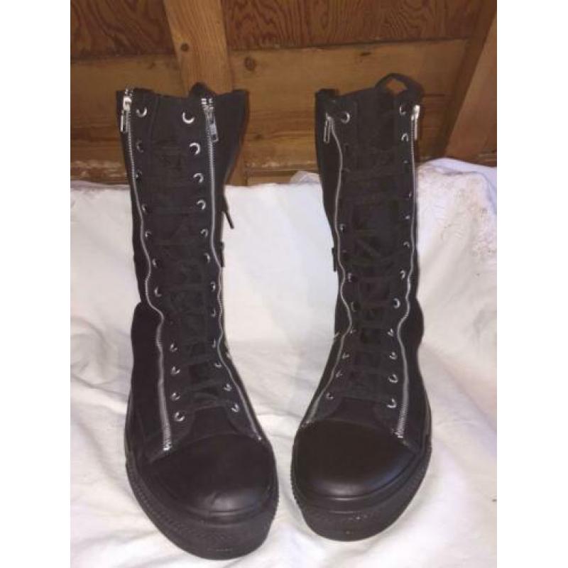 DEMONIA GOTHIC zwarte hoge linnen schoenen mt 47,5