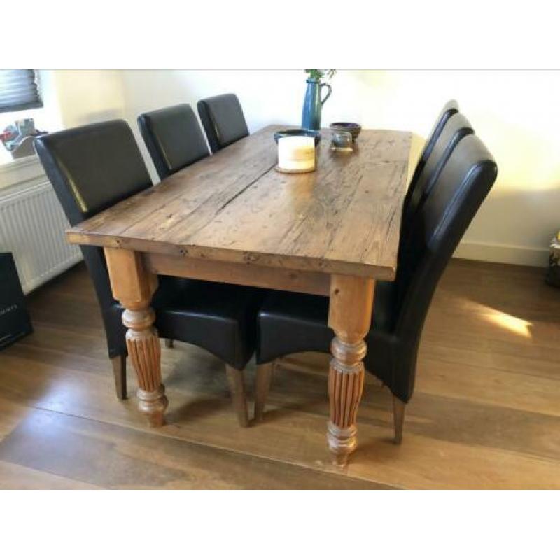 Massief houten tafel 200x90 incl stoelen