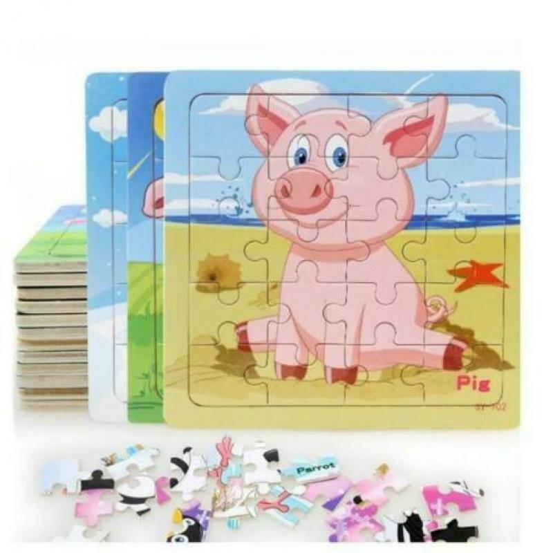 128. Nieuw Houten Dieren Puzzel Kinder Speelgoed