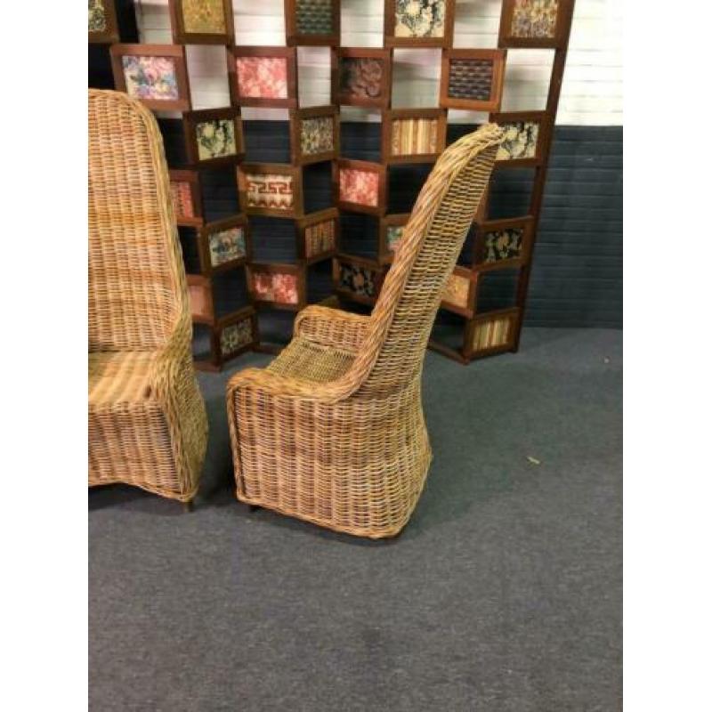 Verbouwingsuitverkoop Vintage rotan XL veranda stoelen